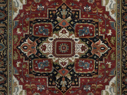 Heriz Heriz hand-knotted wool rug in Red & Midnight Blue, 10'1" x 14'5" — SKU O092022 (view 8)