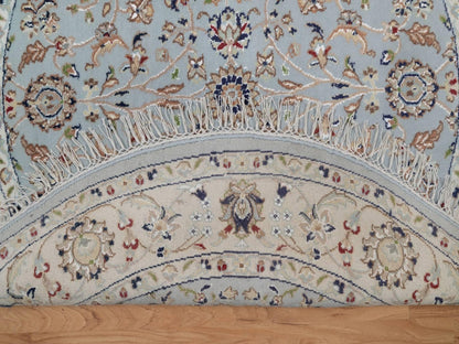 Blue 4'0" x 4'1" Fine Oriental Hand knotted Wool/Silk Rug - Sku: O092025
