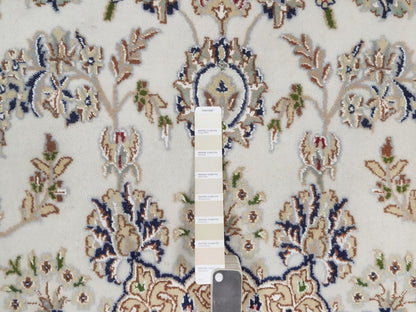 Nain Fine Oriental hand-knotted wool/silk rug in Ivory & Midnight Blue, 7'4" x 7'5" — SKU O092027 (view 4)