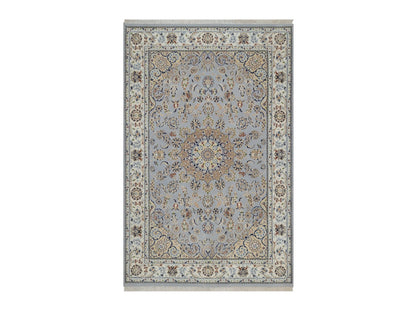 Blue 6'1" x 9'4" Fine Oriental Hand knotted Wool/Silk Rug - Sku: O092028