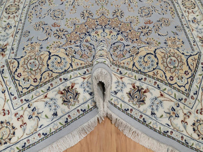 Blue 6'1" x 9'4" Fine Oriental Hand knotted Wool/Silk Rug - Sku: O092028