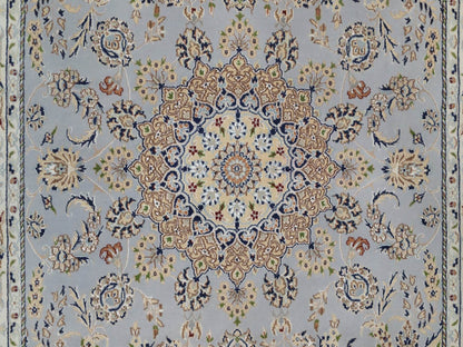 Blue 6'1" x 9'4" Fine Oriental Hand knotted Wool/Silk Rug - Sku: O092028