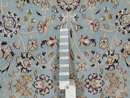 Blue 5'2" x 5'2" Fine Oriental Hand knotted Wool/Silk Rug - Sku: O092029