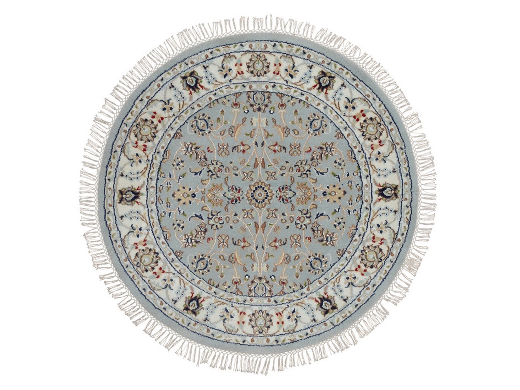 Blue 3'4" x 3'4" Fine Oriental Hand knotted Wool/Silk Rug - Sku: O092032