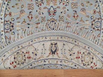 Blue 3'4" x 3'4" Fine Oriental Hand knotted Wool/Silk Rug - Sku: O092032