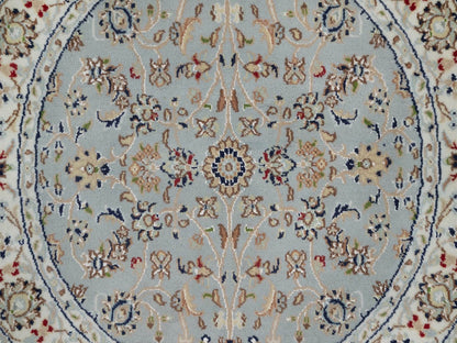 Blue 3'4" x 3'4" Fine Oriental Hand knotted Wool/Silk Rug - Sku: O092032