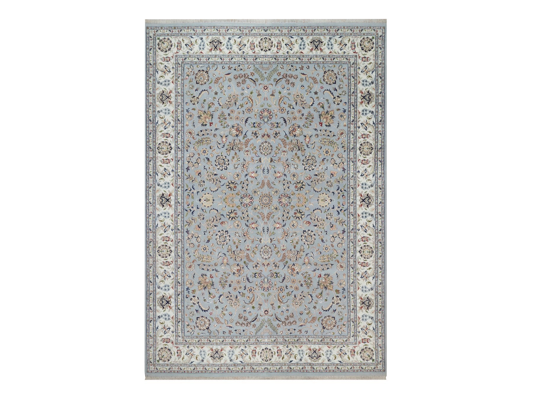 Blue 9'9" x 14'4" Fine Oriental Hand knotted Wool/Silk Rug - Sku: O092035
