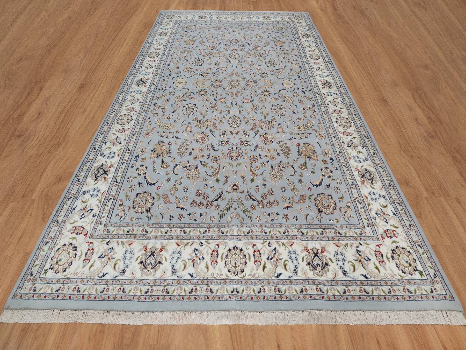 Blue 9'9" x 14'4" Fine Oriental Hand knotted Wool/Silk Rug - Sku: O092035