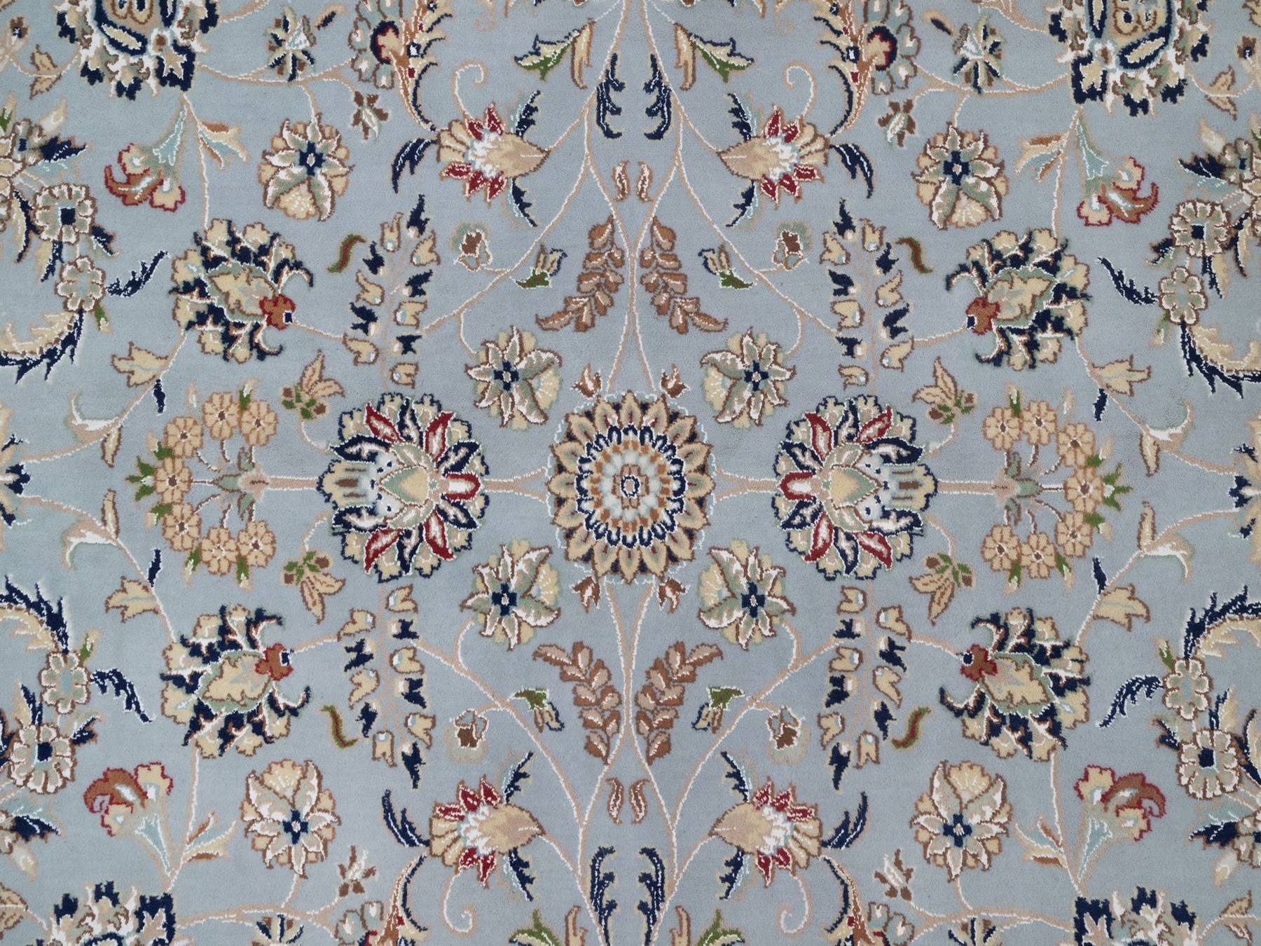 Nain Fine Oriental hand-knotted wool/silk rug in Blue & Ivory, 9'9" x 14'4" — SKU O092035 (view 8)