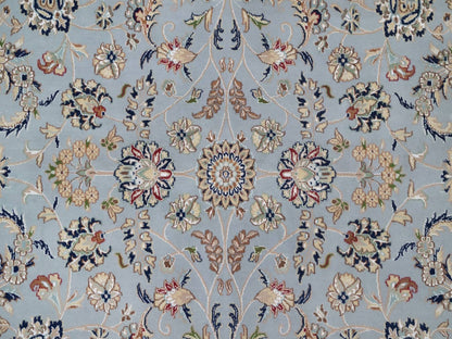 Nain Fine Oriental hand-knotted wool/silk rug in Blue & Ivory, 9'9" x 14'4" — SKU O092035 (view 8)