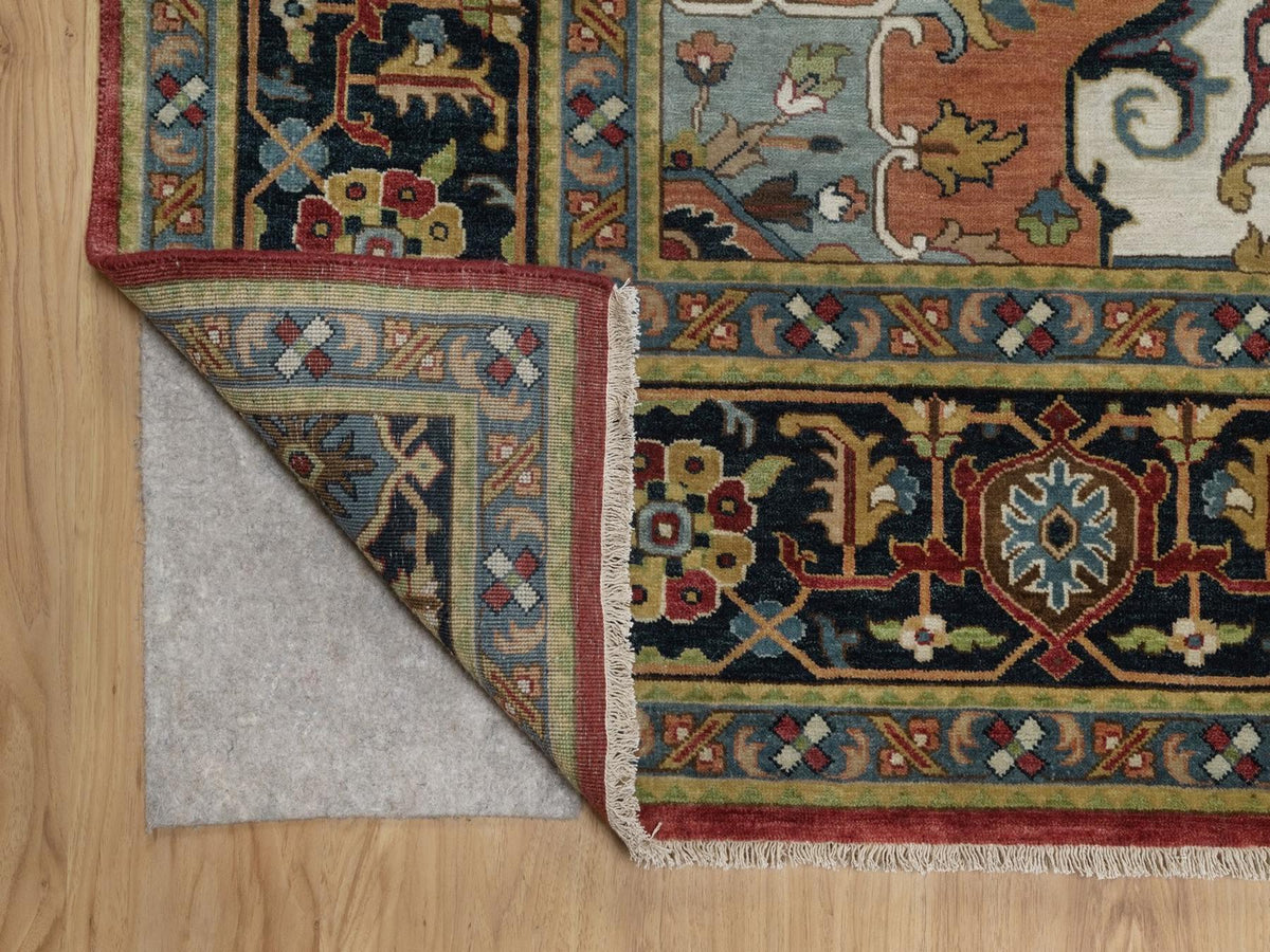 Heriz Heriz hand-knotted wool rug in Red & Navy Blue, 8'8" x 12' — SKU O092040 (view 4)