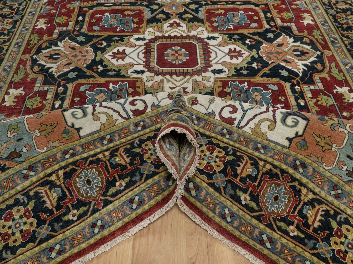 Heriz Heriz hand-knotted wool rug in Red & Navy Blue, 8'8" x 12' — SKU O092040 (view 5)