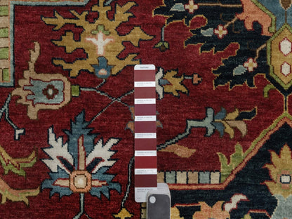 Heriz Heriz hand-knotted wool rug in Red & Navy Blue, 8'8" x 12' — SKU O092040 (view 7)