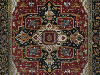 Heriz Heriz hand-knotted wool rug in Red & Navy Blue, 8'8" x 12' — SKU O092040 (view 8)