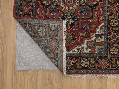 Heriz Heriz hand-knotted wool runner in Red & Navy Blue, 2'7" x 20'4" — SKU O092041 (view 3)