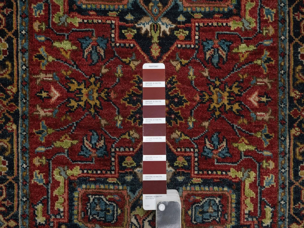 Heriz Heriz hand-knotted wool runner in Red & Navy Blue, 2'7" x 20'4" — SKU O092041 (view 4)