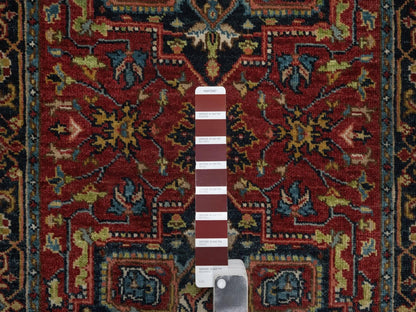 Heriz Heriz hand-knotted wool runner in Red & Navy Blue, 2'7" x 20'4" — SKU O092041 (view 4)