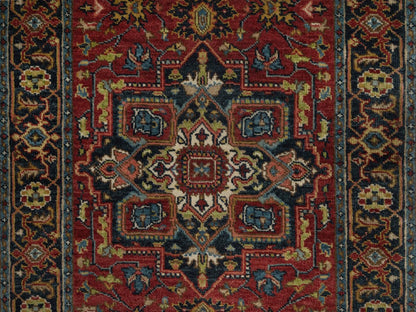 Heriz Heriz hand-knotted wool runner in Red & Navy Blue, 2'7" x 20'4" — SKU O092041 (view 5)
