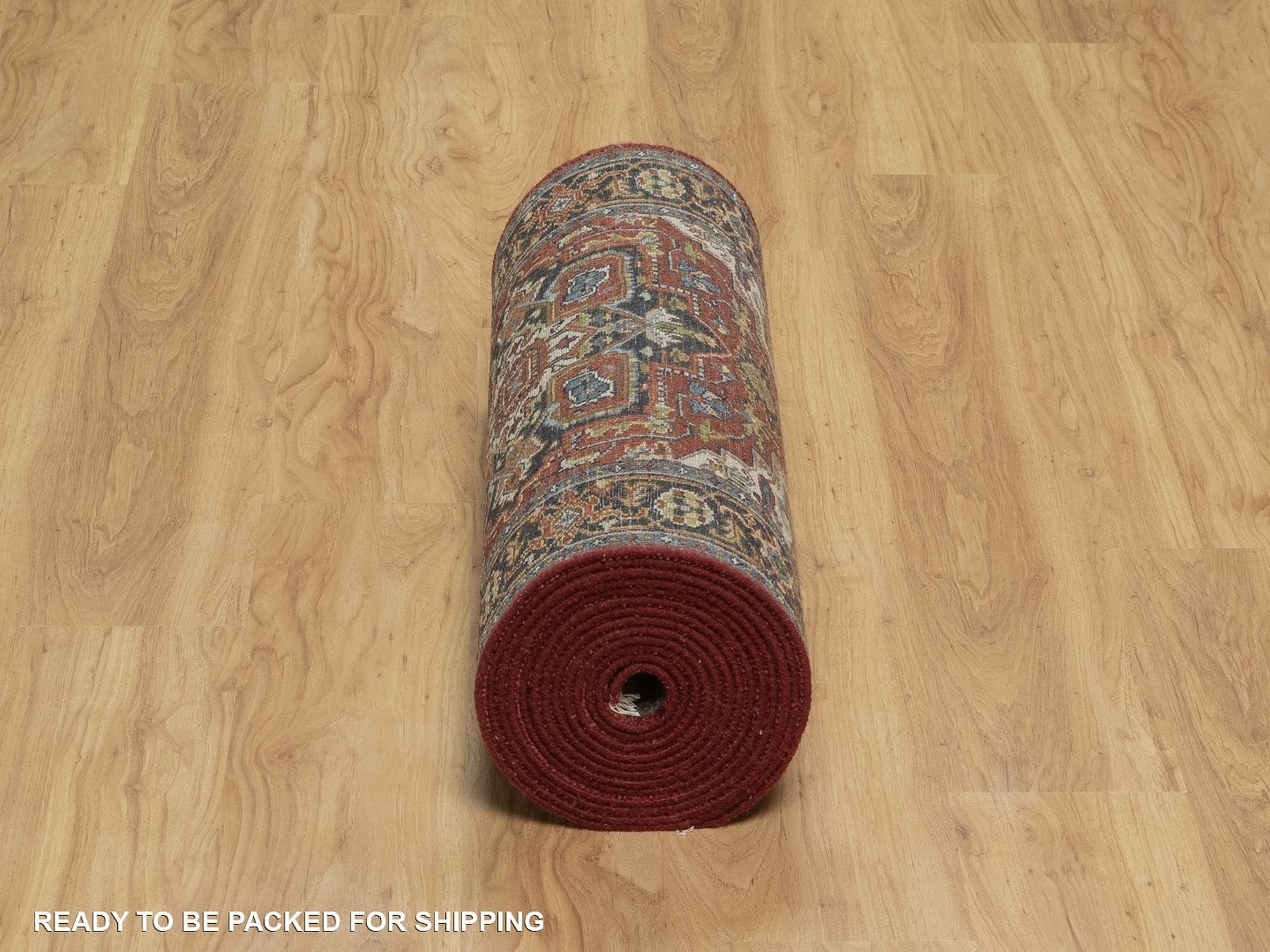 Heriz Heriz hand-knotted wool runner in Red & Navy Blue, 2'7" x 20'4" — SKU O092041 (view 6)