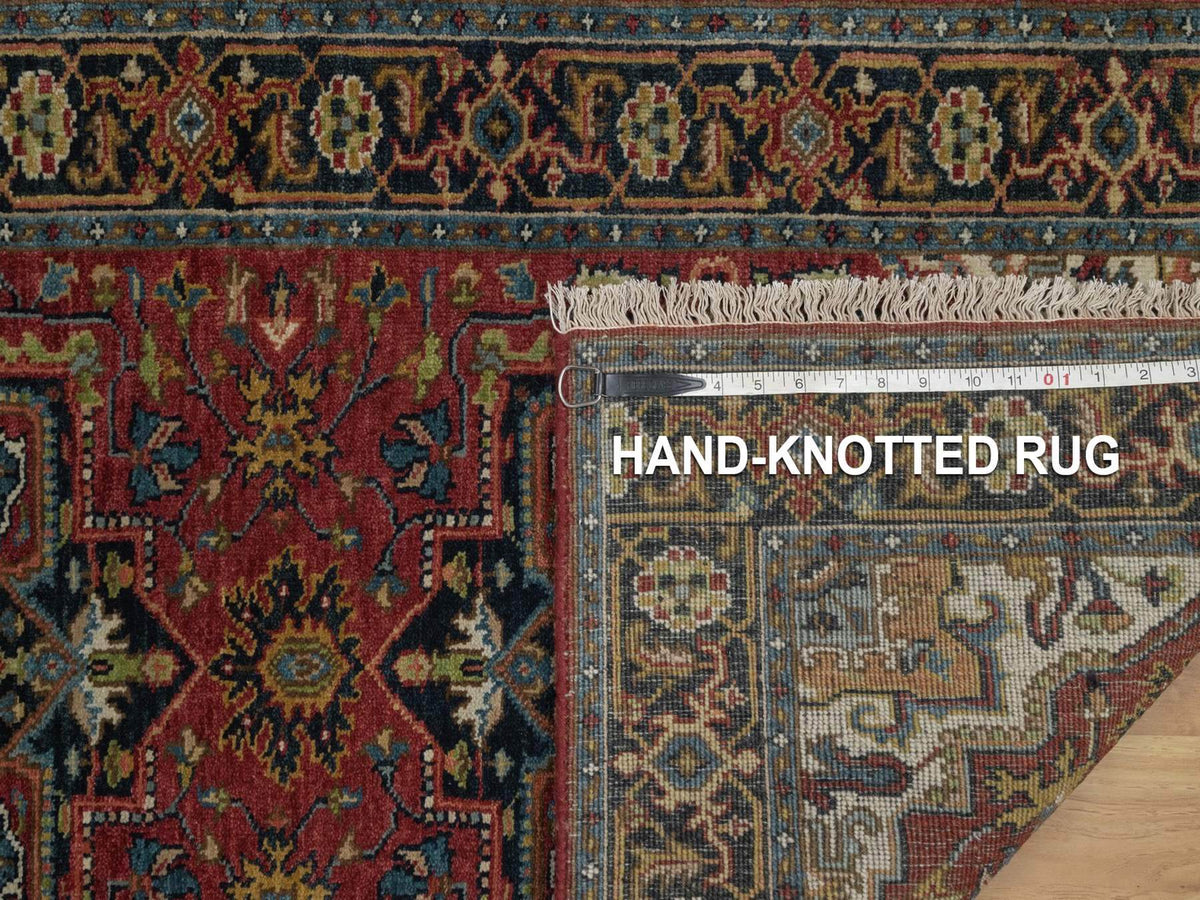 Heriz Heriz hand-knotted wool runner in Red & Navy Blue, 2'7" x 20'4" — SKU O092041 (view 8)