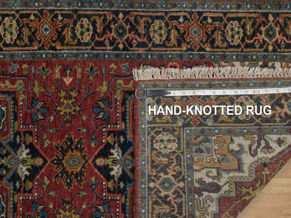 Heriz Heriz hand-knotted wool runner in Red & Navy Blue, 2'7" x 20'4" — SKU O092041 (view 8)