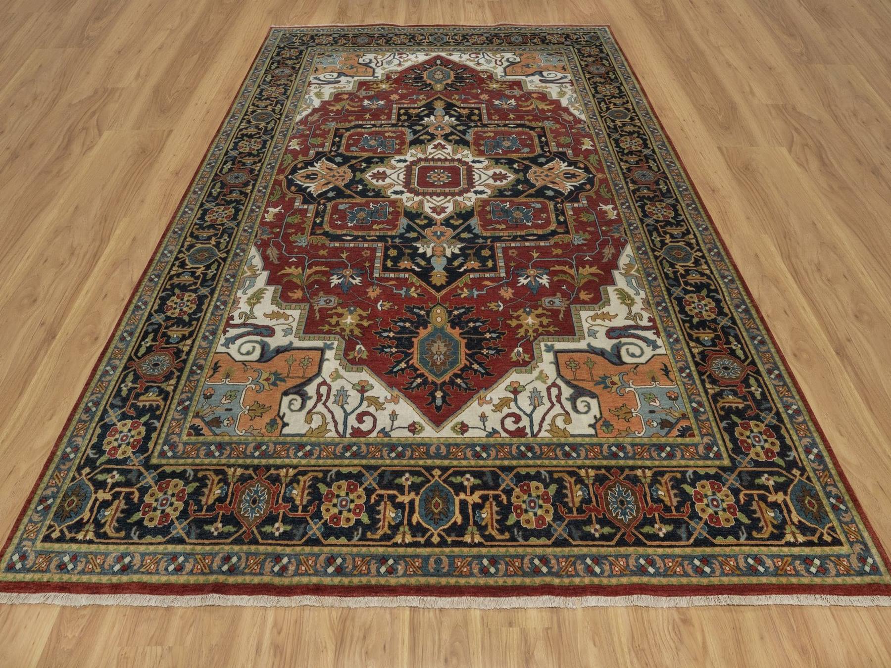 Heriz Heriz hand-knotted wool rug in Red & Navy Blue, 8'8" x 12'2" — SKU O092044 (view 2)