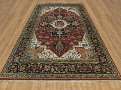 Heriz Heriz hand-knotted wool rug in Red & Navy Blue, 8'8" x 12'2" — SKU O092044 (view 2)