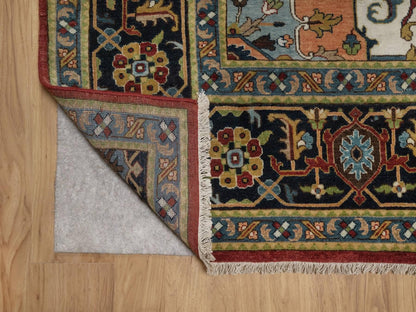 Heriz Heriz hand-knotted wool rug in Red & Navy Blue, 8'8" x 12'2" — SKU O092044 (view 4)