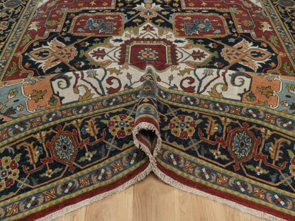 Heriz Heriz hand-knotted wool rug in Red & Navy Blue, 8'8" x 12'2" — SKU O092044 (view 5)