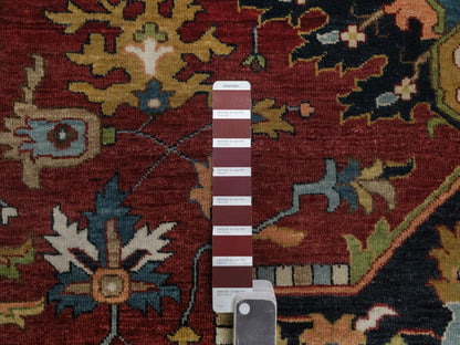 Heriz Heriz hand-knotted wool rug in Red & Navy Blue, 8'8" x 12'2" — SKU O092044 (view 7)