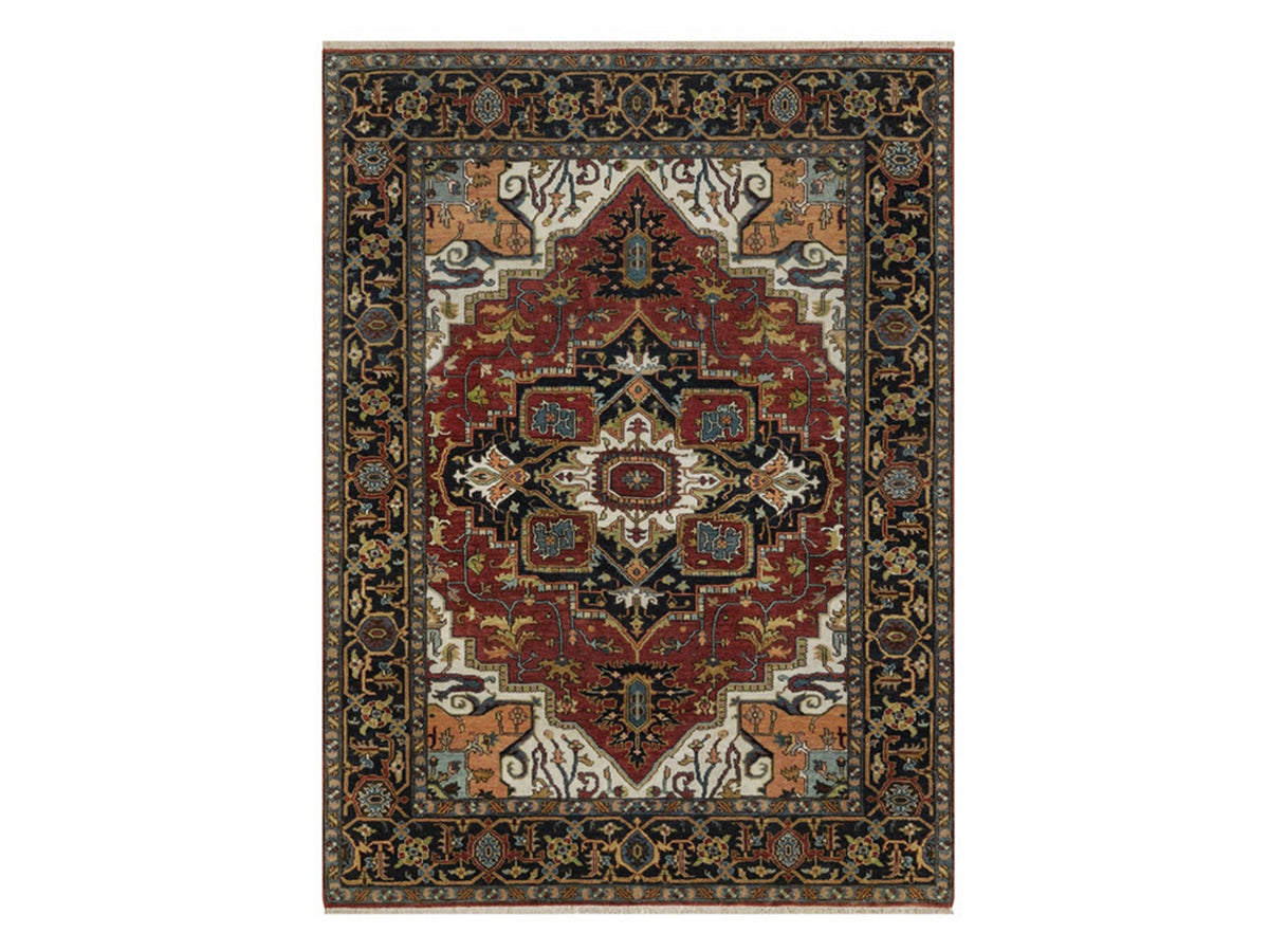 Heriz Heriz hand-knotted wool rug in Red & Midnight Blue, 5'1" x 6'11" — SKU O092047
