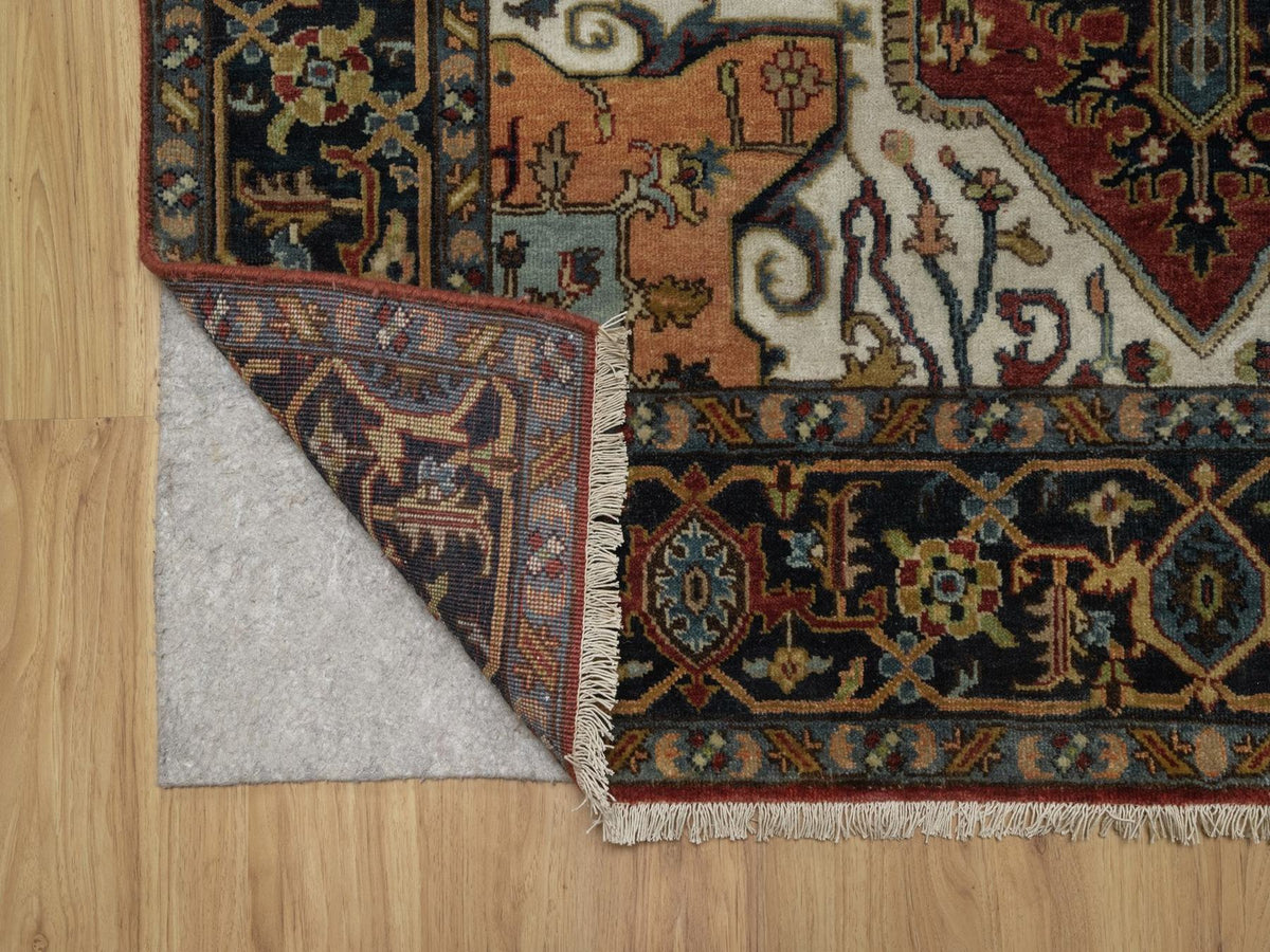 Heriz Heriz hand-knotted wool rug in Red & Midnight Blue, 5'1" x 6'11" — SKU O092047 (view 3)