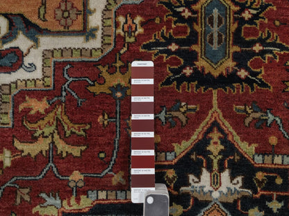 Red 5'1" x 6'11" Heriz Hand knotted Wool Rug - Sku: O092047
