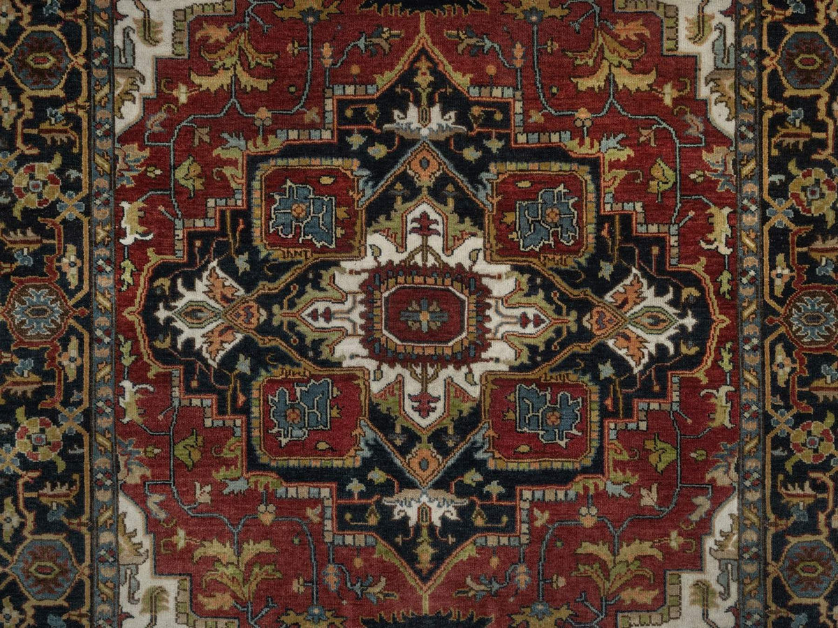 Heriz Heriz hand-knotted wool rug in Red & Midnight Blue, 5'1" x 6'11" — SKU O092047 (view 5)