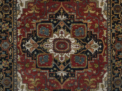 Heriz Heriz hand-knotted wool rug in Red & Midnight Blue, 5'1" x 6'11" — SKU O092047 (view 5)