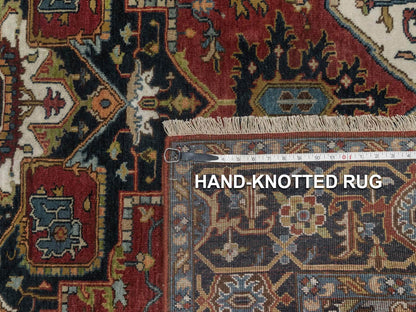 Red 5'1" x 6'11" Heriz Hand knotted Wool Rug - Sku: O092047