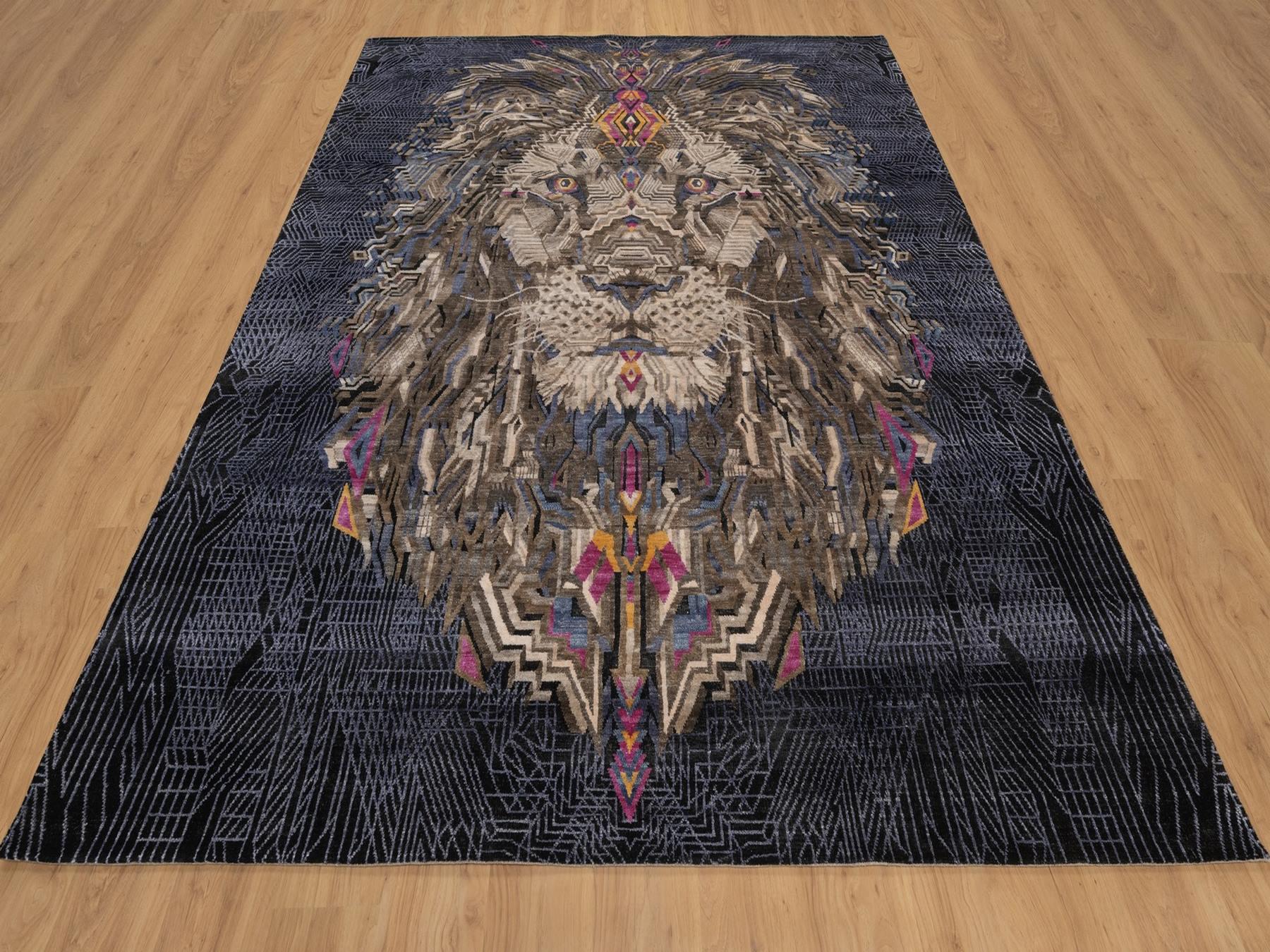 Brown 7'10" x 10'1" Modern and Contemporary Hand knotted Wool/Silk Rug - Sku: O092049