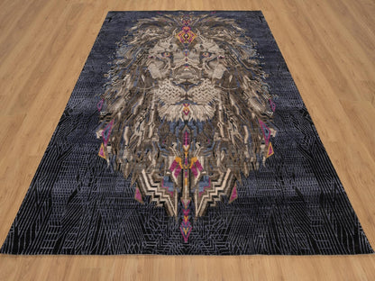 Brown 7'10" x 10'1" Modern and Contemporary Hand knotted Wool/Silk Rug - Sku: O092049