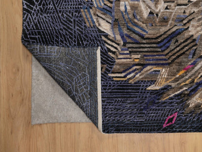 Brown 7'10" x 10'1" Modern and Contemporary Hand knotted Wool/Silk Rug - Sku: O092049