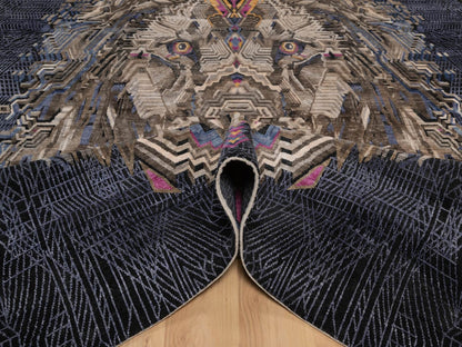 Brown 7'10" x 10'1" Modern and Contemporary Hand knotted Wool/Silk Rug - Sku: O092049