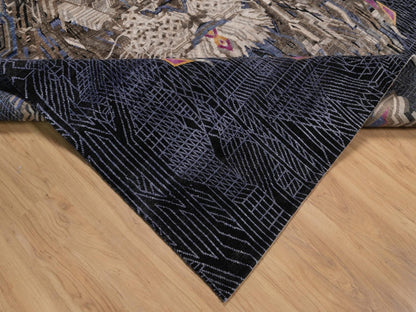 Brown 7'10" x 10'1" Modern and Contemporary Hand knotted Wool/Silk Rug - Sku: O092049