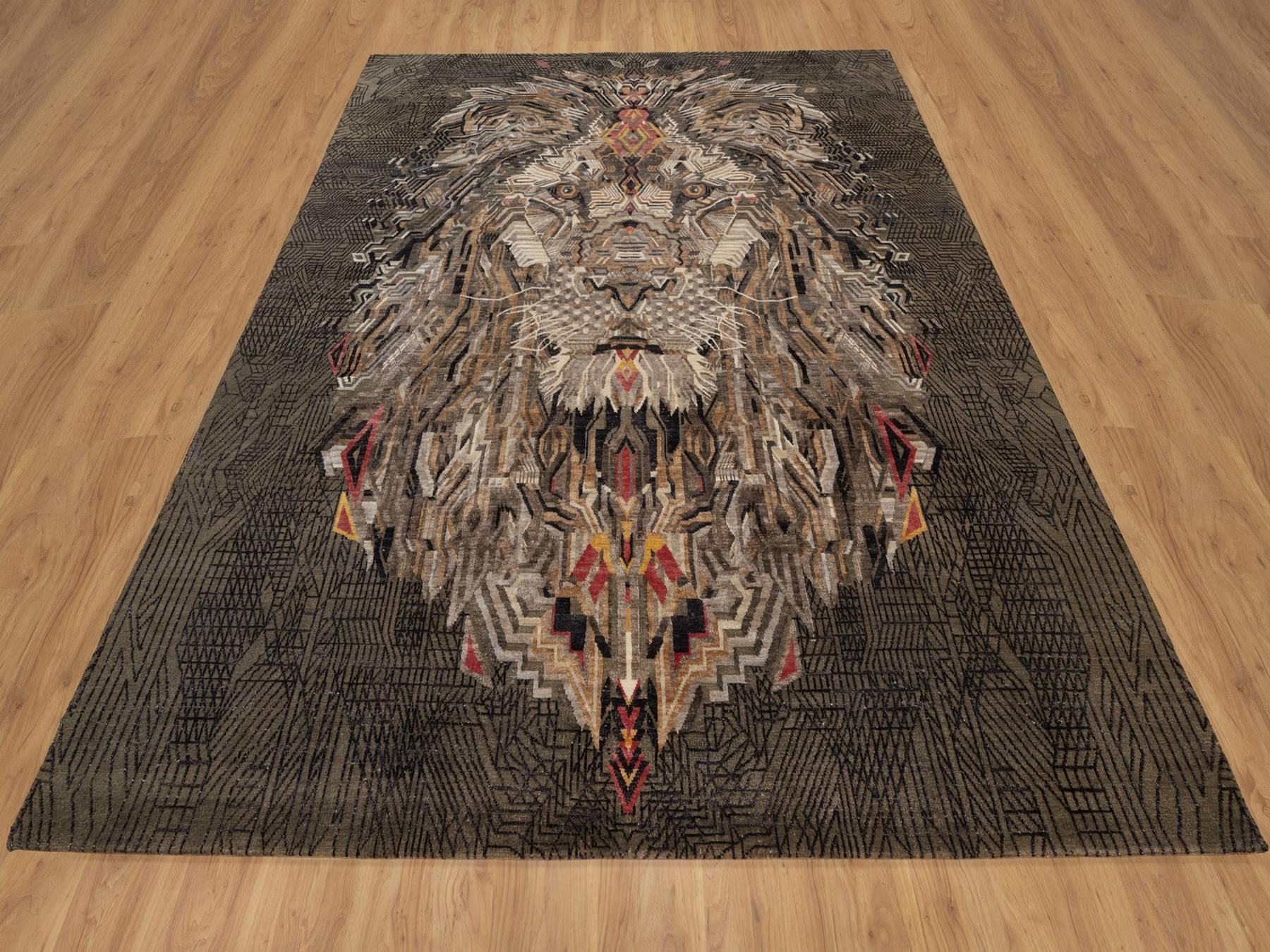Brown 8'0" x 10'0" Modern and Contemporary Hand knotted Wool/Silk Rug - Sku: O092050