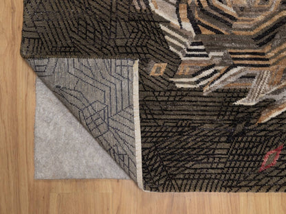 Brown 8'0" x 10'0" Modern and Contemporary Hand knotted Wool/Silk Rug - Sku: O092050