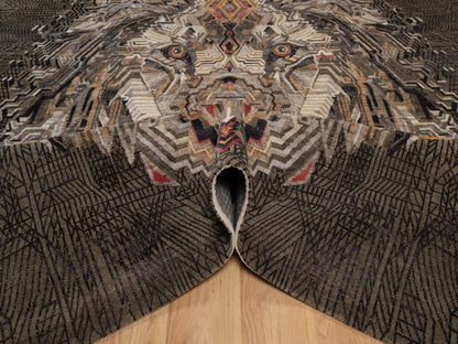 Brown 8'0" x 10'0" Modern and Contemporary Hand knotted Wool/Silk Rug - Sku: O092050