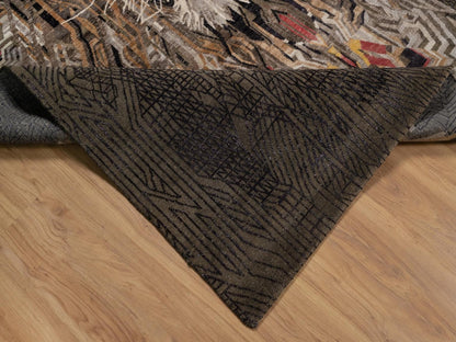 Brown 8'0" x 10'0" Modern and Contemporary Hand knotted Wool/Silk Rug - Sku: O092050