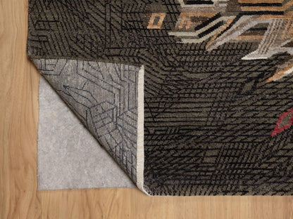 Brown 8'11" x 12'1" Modern and Contemporary Hand knotted Wool/Silk Rug - Sku: O092051