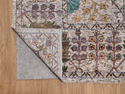 Transitional hand-knotted wool/silk rug in Ivory, 8' x 9'11" — SKU O092053 (view 4)