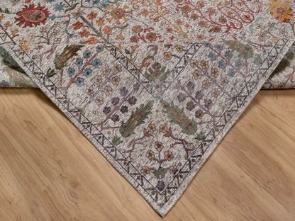 Ivory 8'0" x 9'11" Transitional Hand knotted Wool/Silk Rug - Sku: O092053