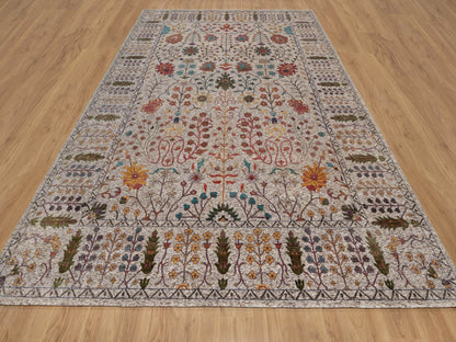 Ivory 9'11" x 14'0" Transitional Hand knotted Wool/Silk Rug - Sku: O092054