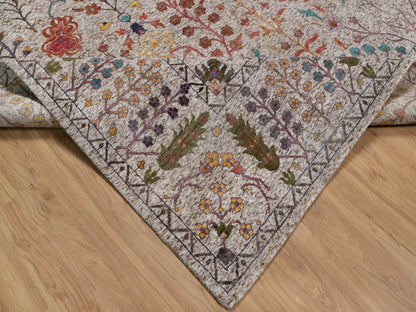 Ivory 9'11" x 14'0" Transitional Hand knotted Wool/Silk Rug - Sku: O092054